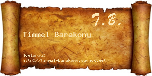 Timmel Barakony névjegykártya